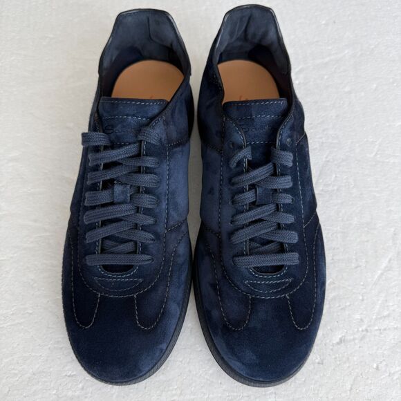 Other - Size 7.5 - Santoni Men's Navy Cube Suede Low-Top Sneakers MADE IN ITALY